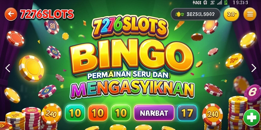 Tampilan gameplay Bingo yang seru dan berwarna di 7276SLOTS.