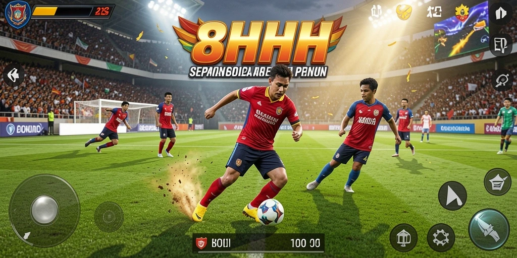 Tampilan gameplay menegangkan dari 8HHH dengan aksi sepak bola.