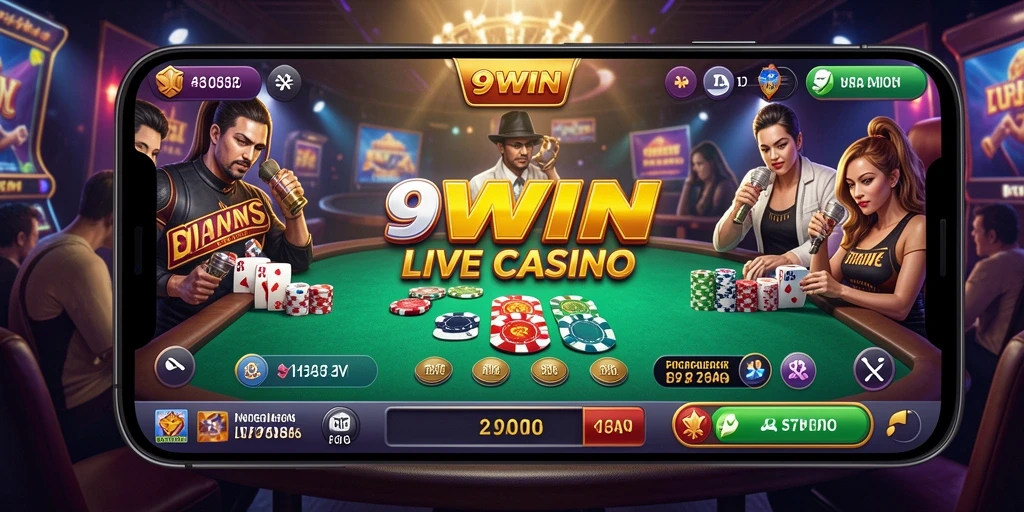 Screenshot utama 9WIN menampilkan gameplay Live Casino yang mendebarkan.