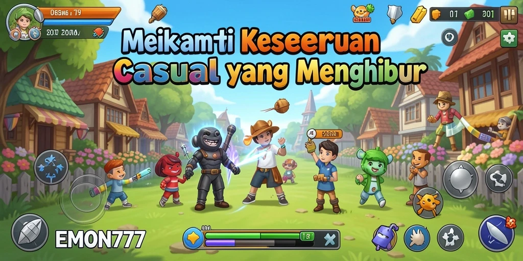 Tampilan gameplay seru dalam EMON777 yang menarik dan penuh warna.