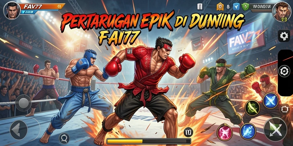 Tampilan gameplay mendebarkan dalam FAV77, menunjukkan karakter bertarung dengan aksi yang intens.