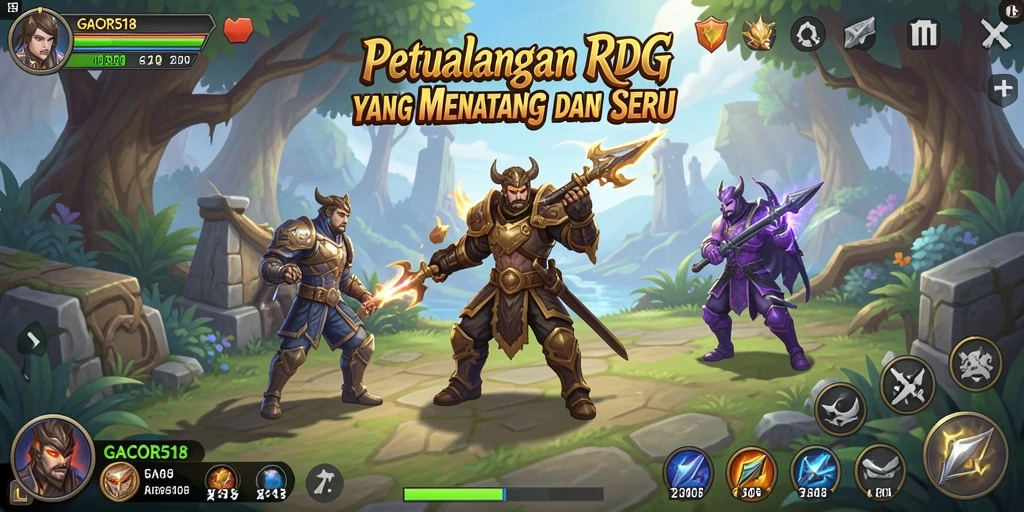 Tampilan utama GACOR518 menampilkan aksi seru dalam permainan RPG.