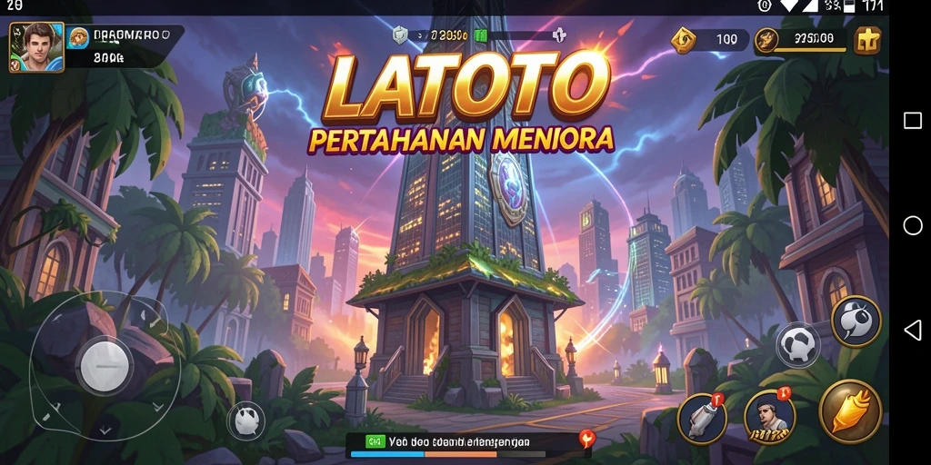 Tampilan gameplay LATOTO dengan tindakan menara pertahanan yang mendebarkan.