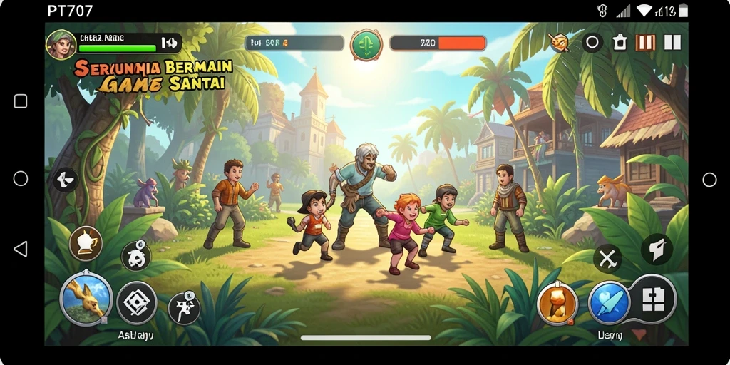 Tampilan gameplay PT707 yang ceria dan menyenangkan.