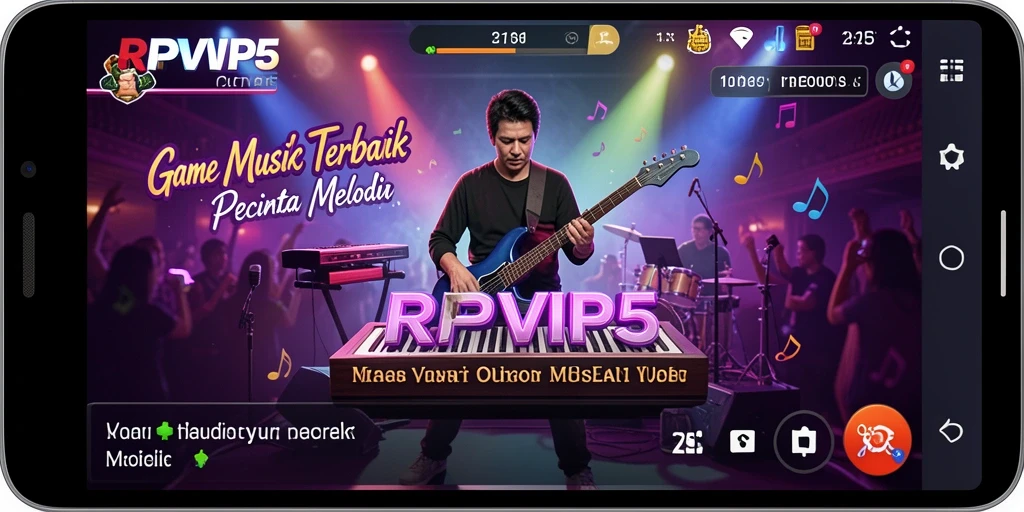 Tampilan gameplay RPVIP5 yang menarik dengan alat musik virtual.