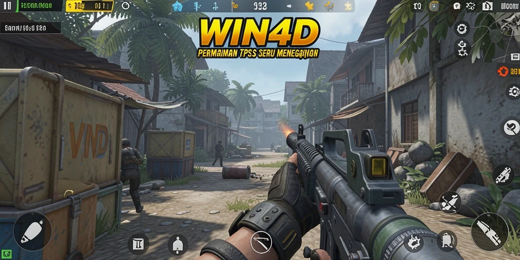 Tampilan gameplay menarik dari WIN4D di arena pertempuran.
